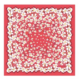 Longchamp Hawaiian Flowers Silk Scarf 50 Strawberry | 5980462-YC