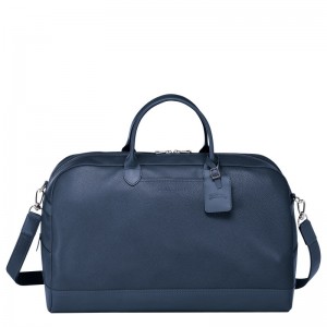 Longchamp Le Foulonné M Travel Bag Blu Marino | 9803652-XK