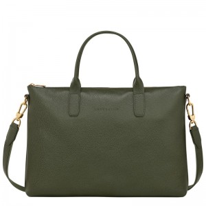 Longchamp Le Foulonné S Briefcase Khaki | 7619845-XU