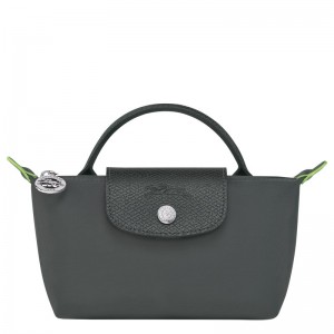 Longchamp Le Pliage Green Pouch With Handle Graphite | 2743805-HD